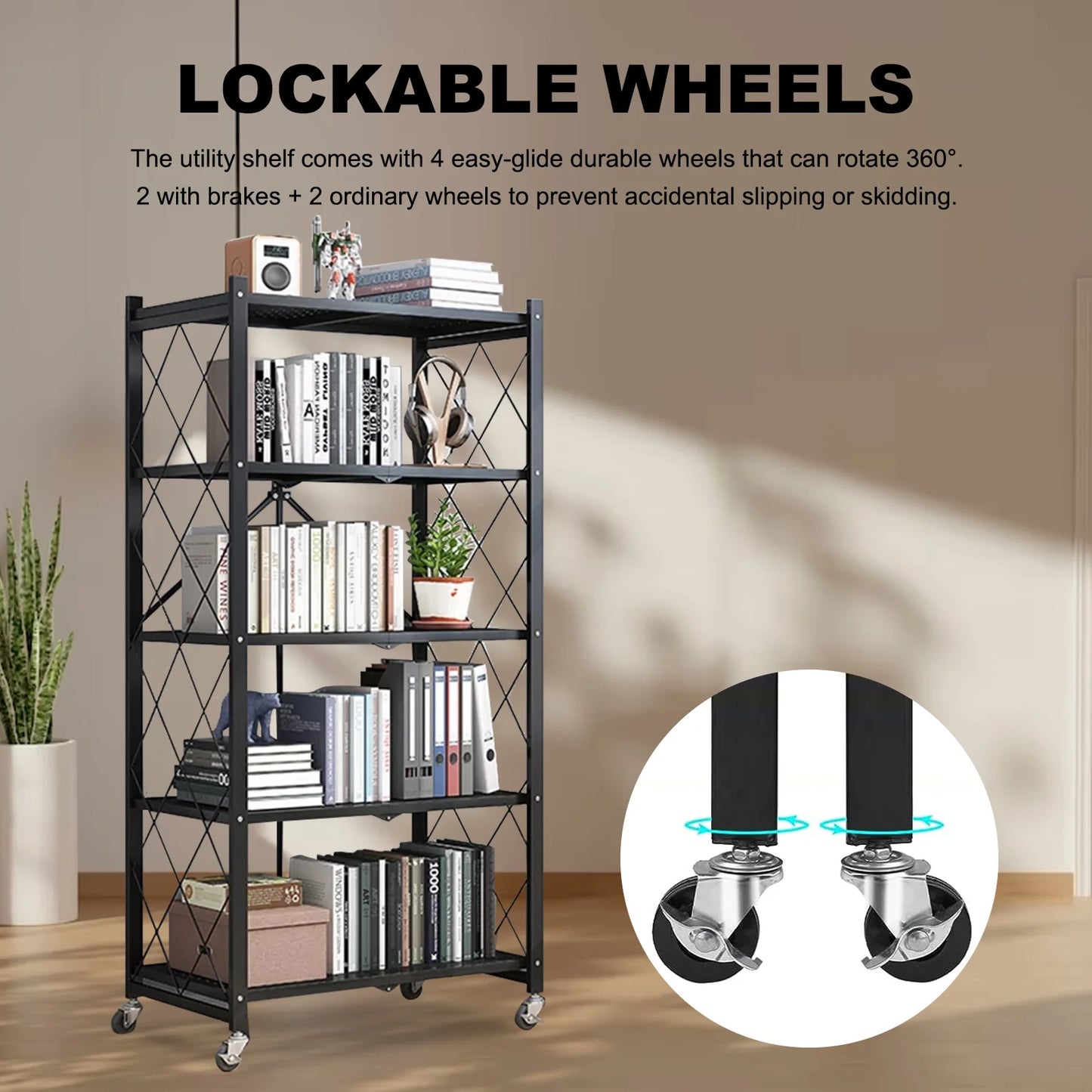 Storage Shelving 5 Tier With Wheel Unit Metal Shelf