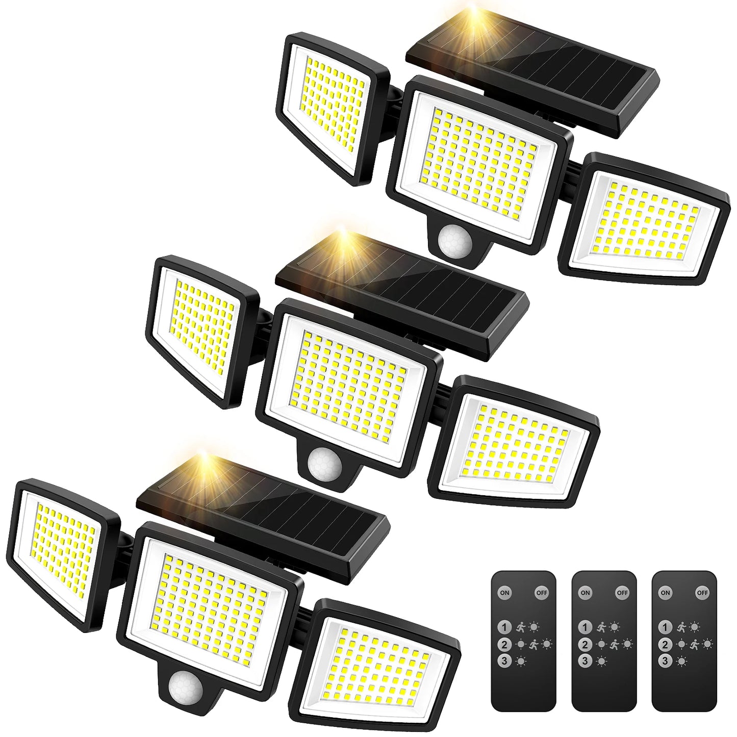 SZRSTH 3 Head Solar Outdoor Motion Sensor Security Light