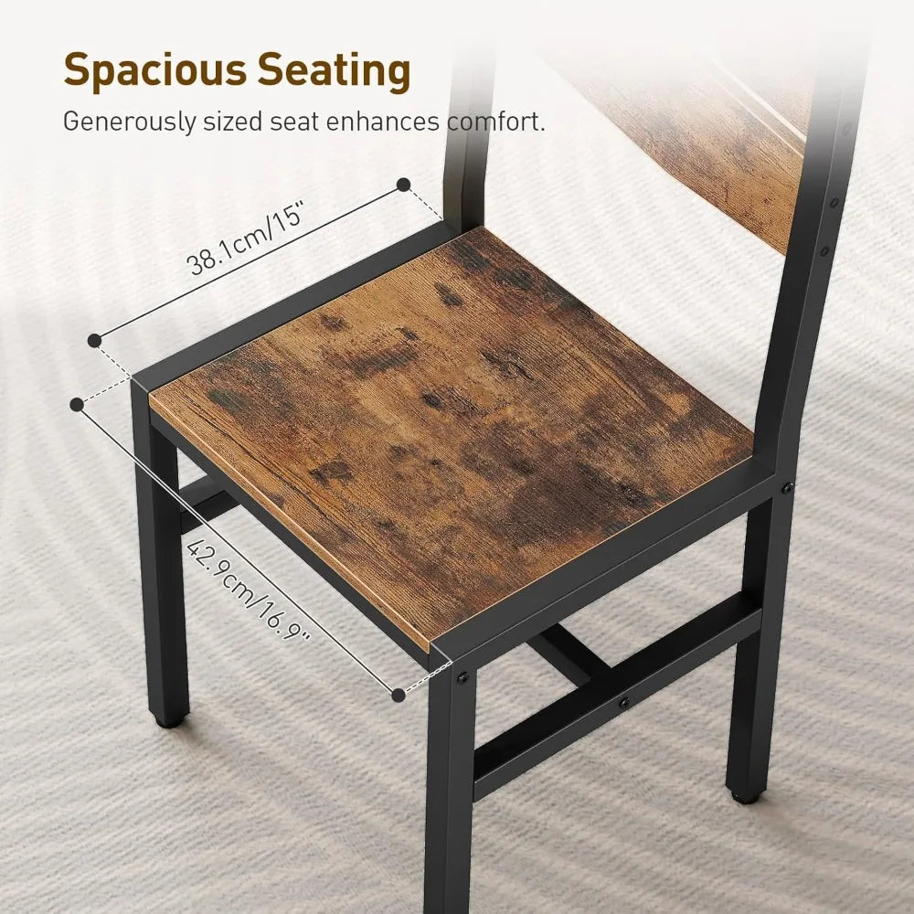 Dining Chairs Set Of 6 Rustic Wood And Metal Frame