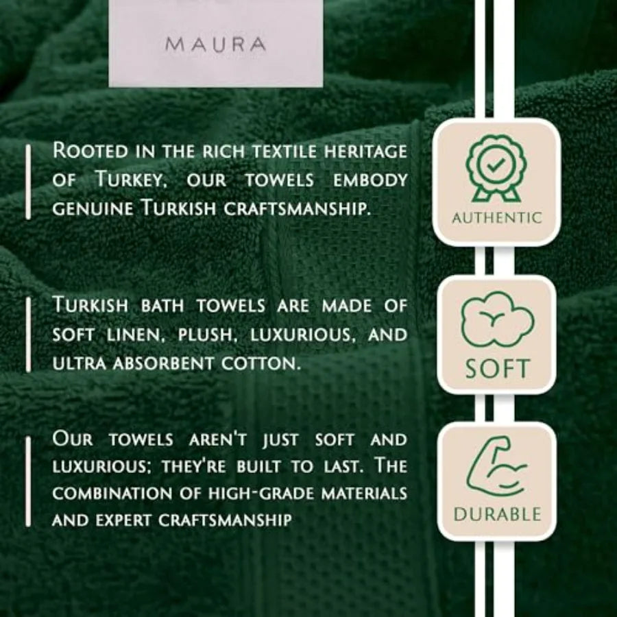 Turkish Cotton Bath Towel Set, 8 Piece, Plush Hotel Spa