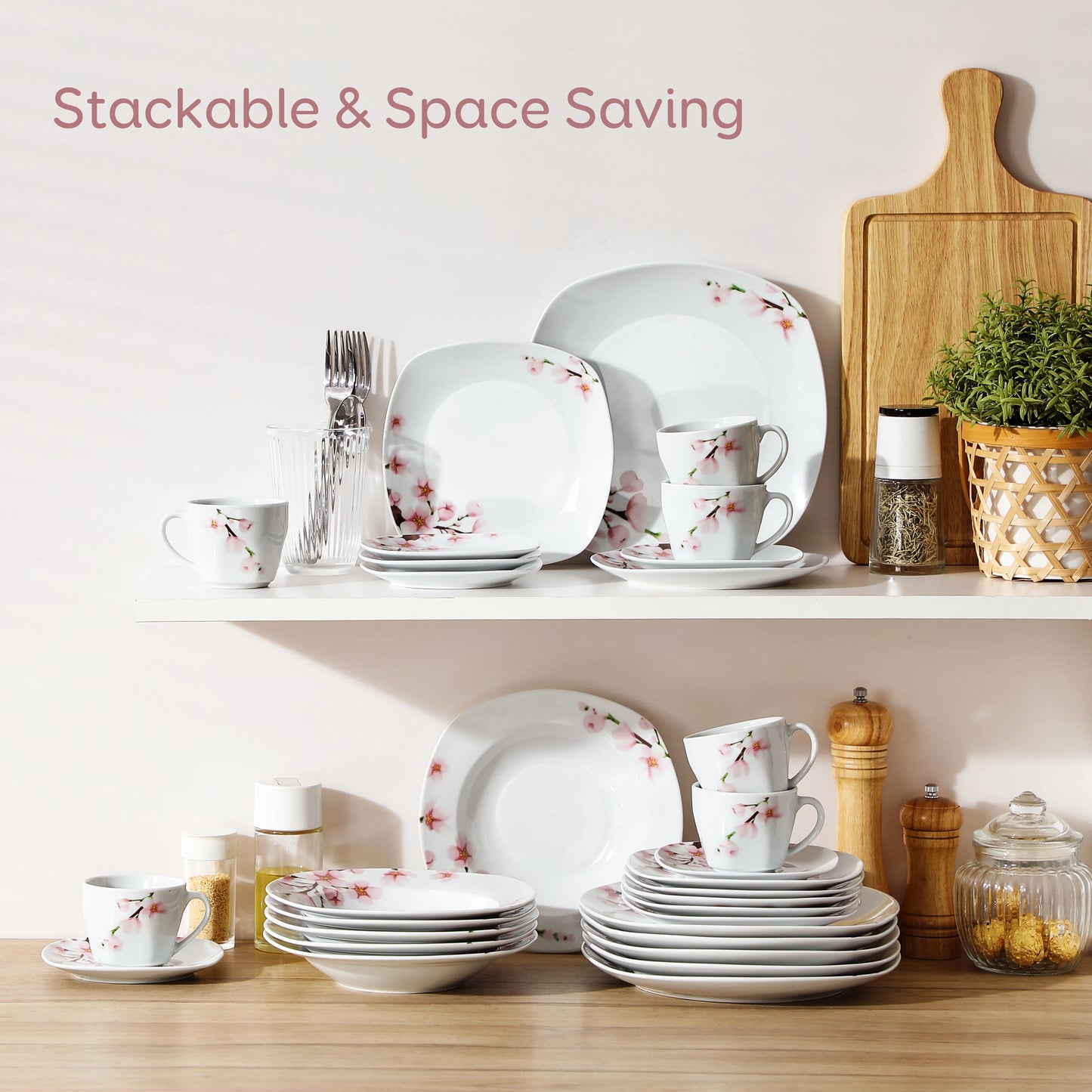 MALACASA 30-Piece Porcelain Dinnerware Set Service for 6