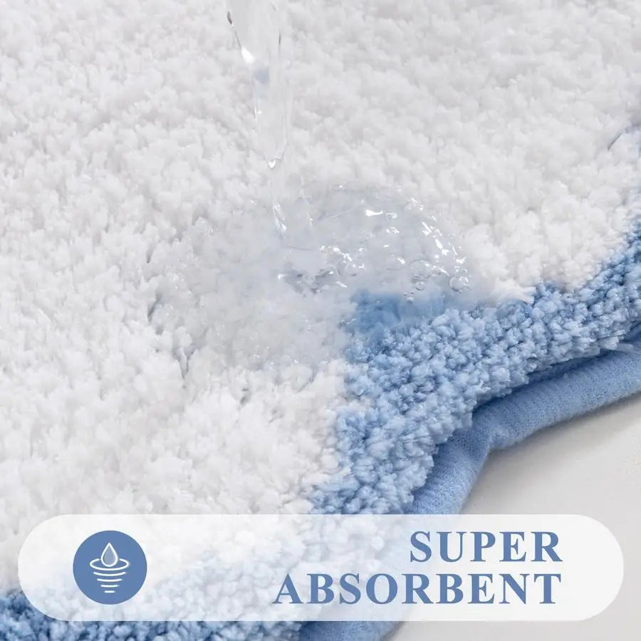 Microfiber Plush 3-Piece Bathroom Rug Set With U Shaped Mat