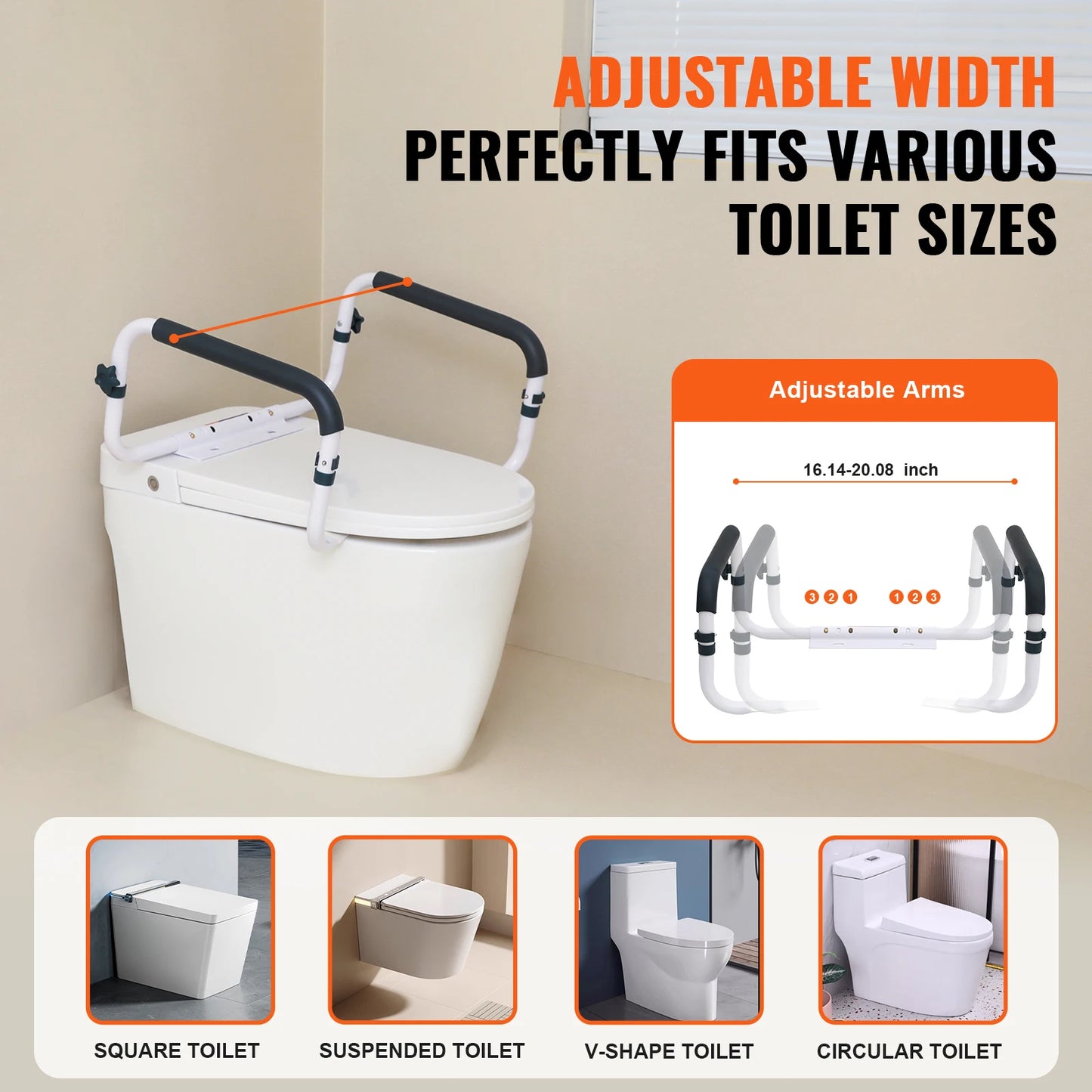 SucceBuy Toilet Safety Rail 300 Lbs Capacity Fits Most Toilets