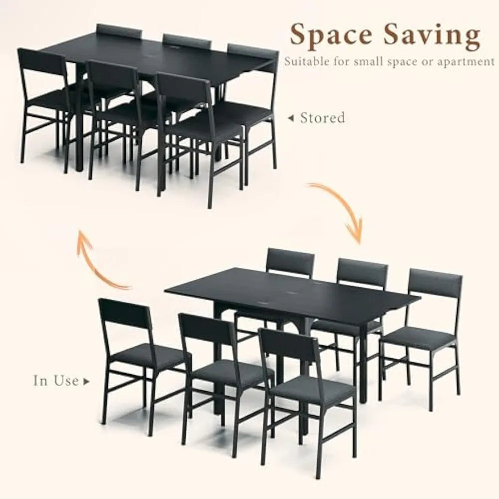 Guangbai 7 Piece Extendable Dining Table Set With Cushioned Chairs