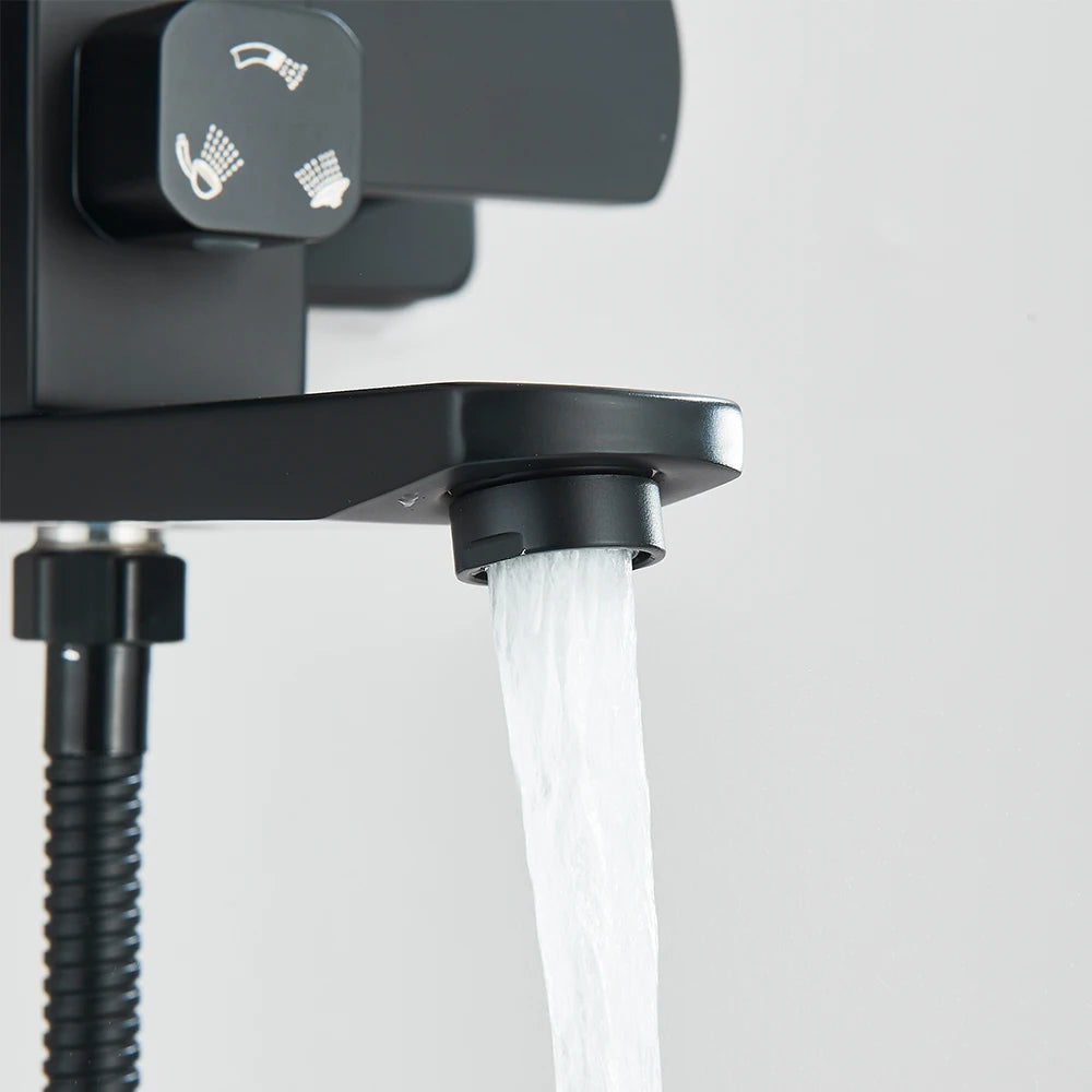 Shinesia Black Luxury Wall Mounted Shower Faucet Set With Swivel