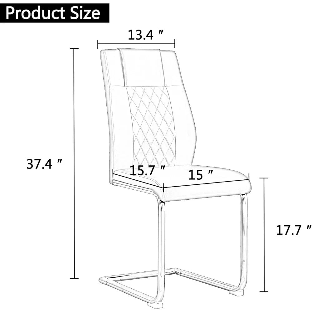 Dining Table Chairs Set For Six With PU Leather Upholstery