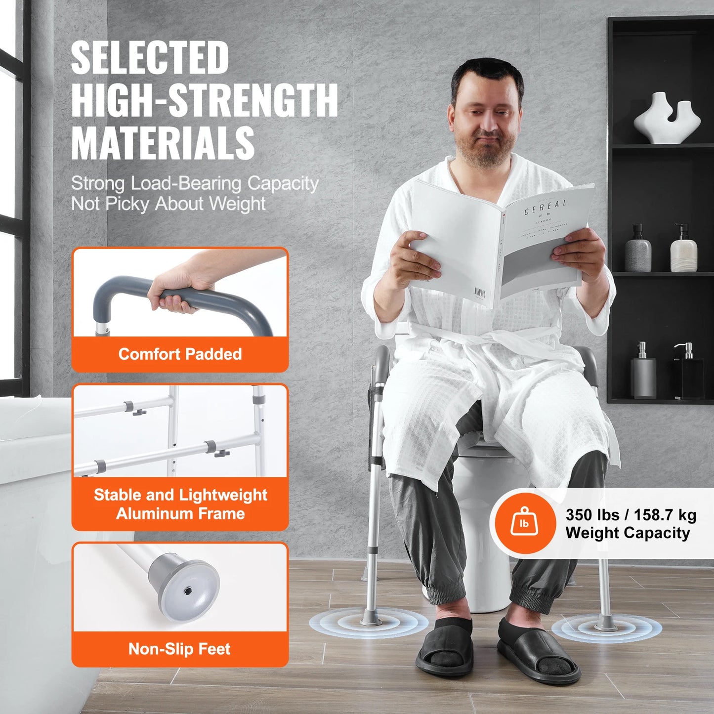 SucceBuy Raised Toilet Seat With 7-Position Height Adjustment 350 Lbs