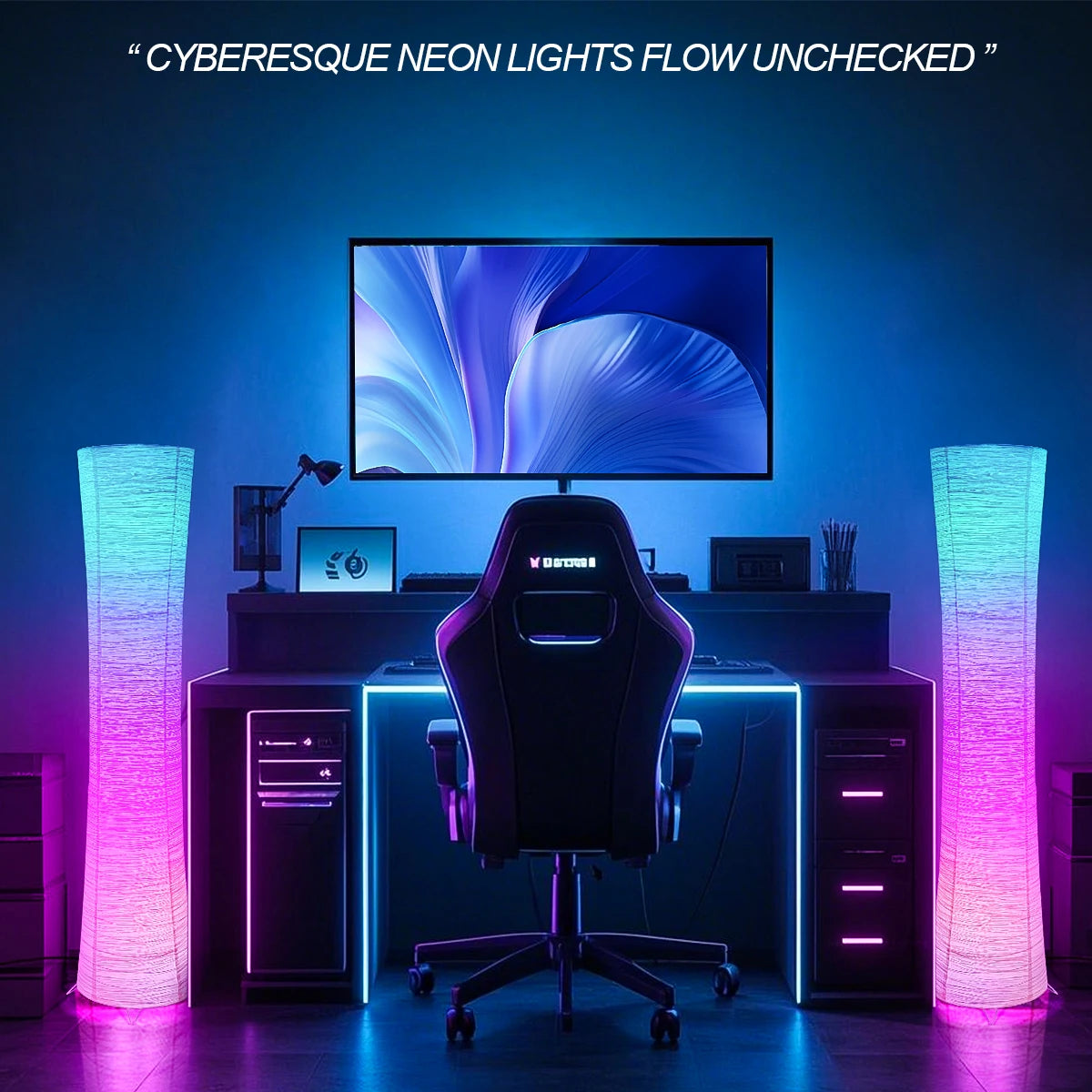 Paper RGB LED Floor Lamp With Remote Control Living Room