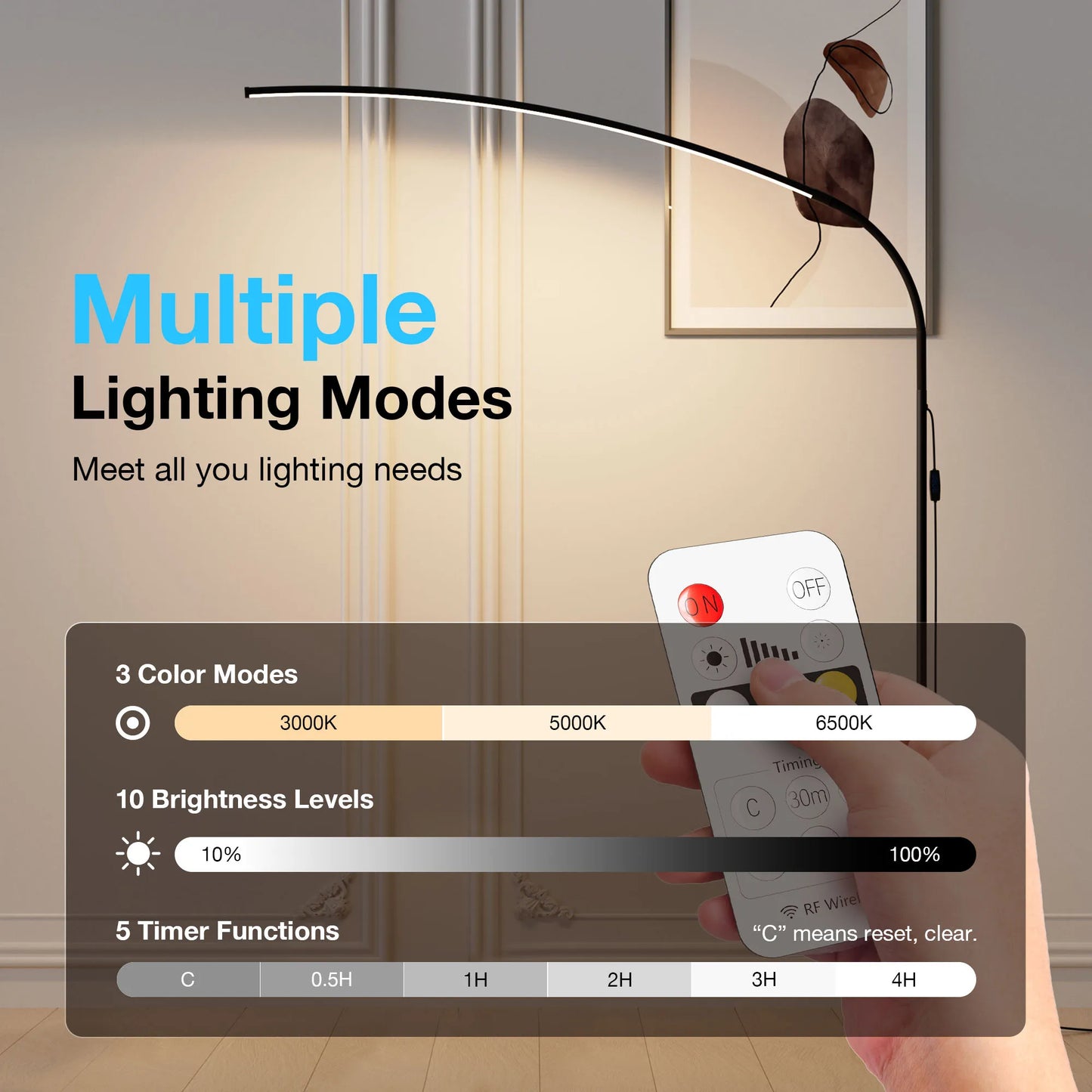 YM101 Dimmable LED Floor Lamp With 3 Color Temperatures
