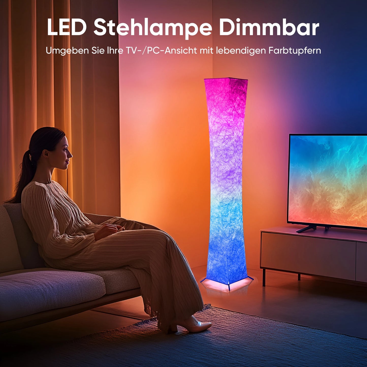 Simple Design Floor Lamp With 16 RGB LED Tyvek Shade