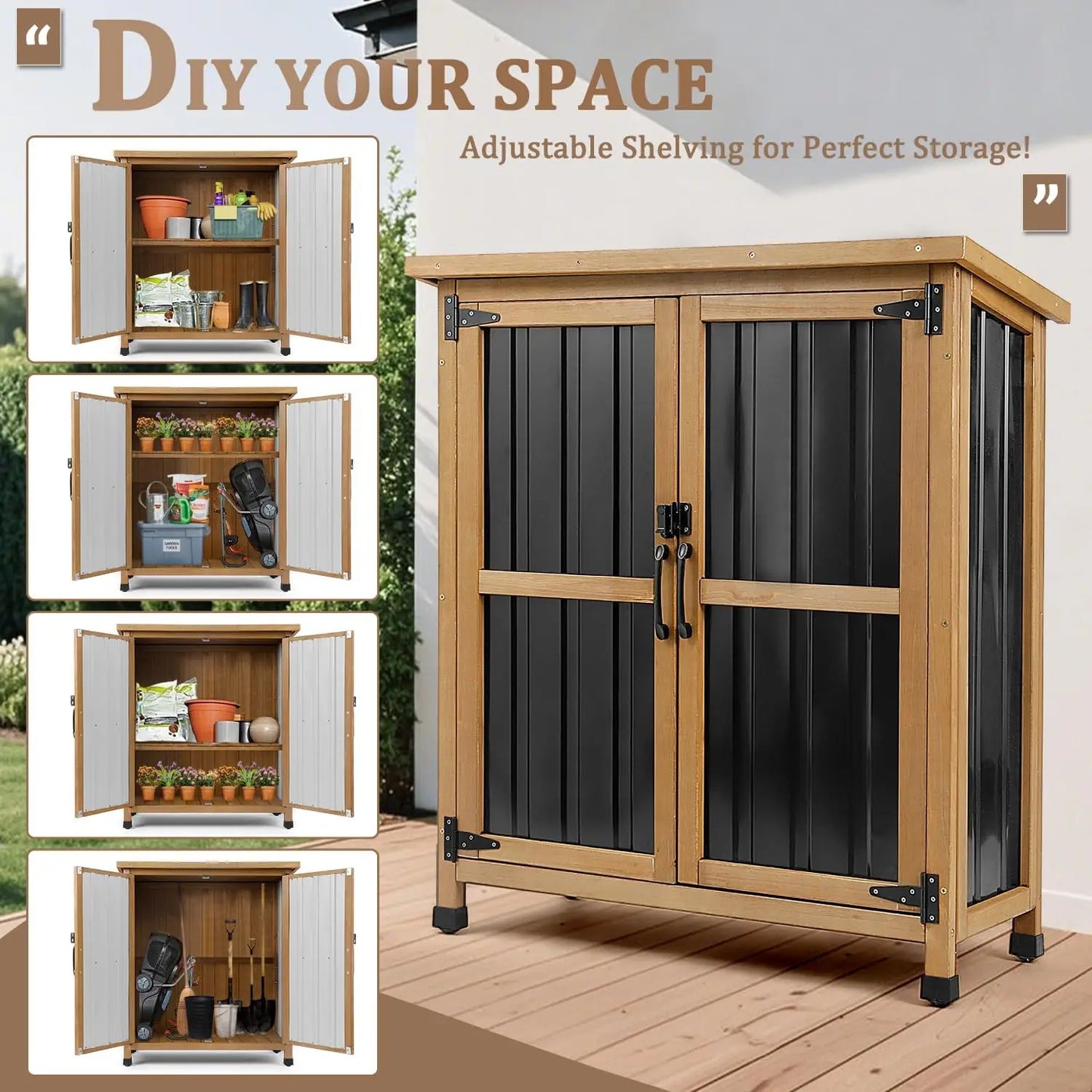 PetsCosset Outdoor Garden Storage Shed Cabinet Organizer