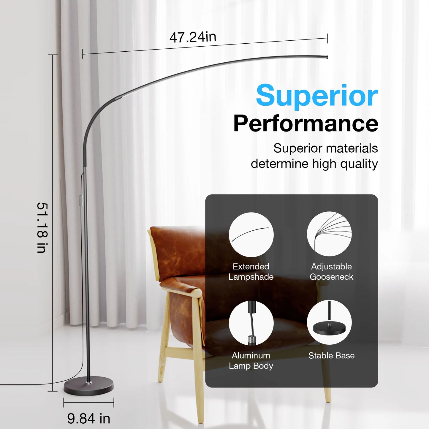 YM101 Dimmable LED Floor Lamp With 3 Color Temperatures
