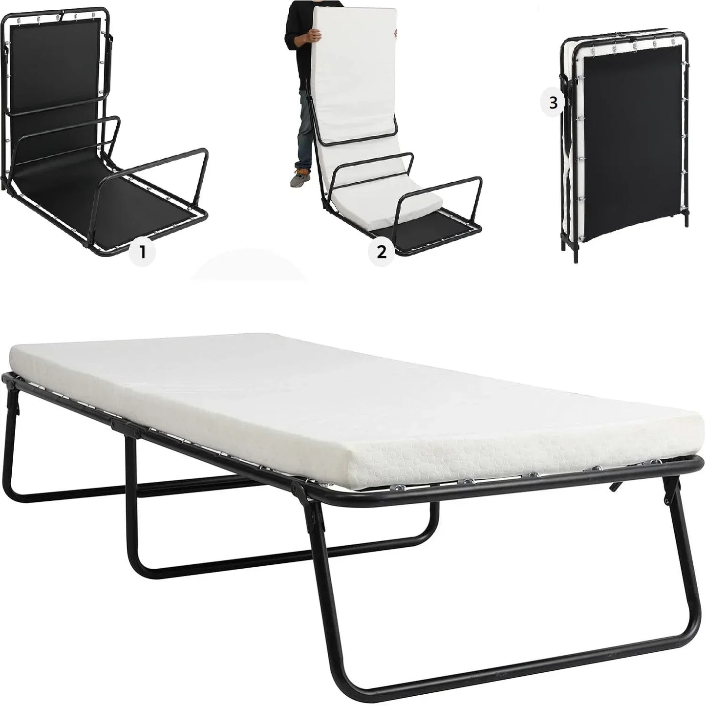 Folding Adult Guest Bed With Memory Foam Mattress For Office