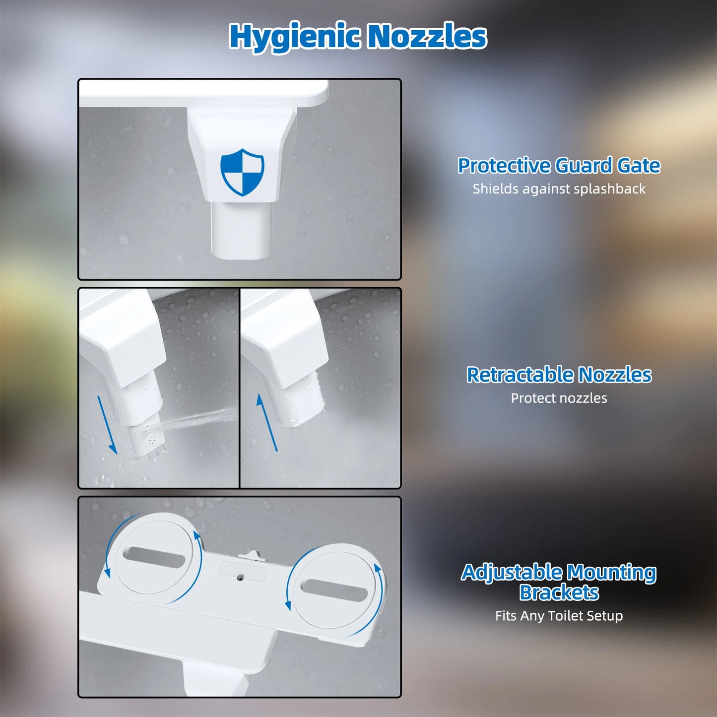 Hibbent Bidet Attachment For Toilet With Dual Nozzle And Adjustable Pressure