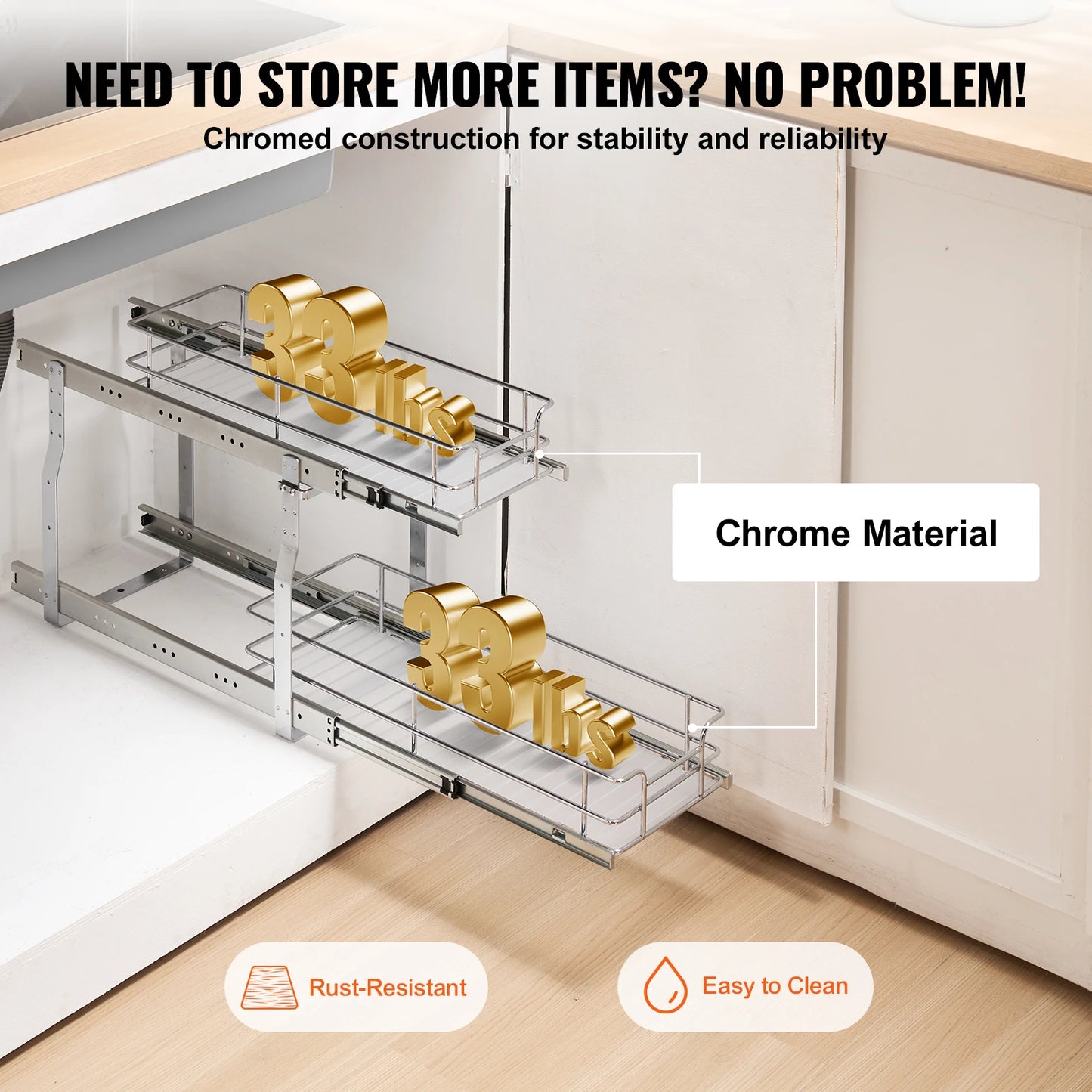 SucceBuy Pull Out Cabinet Organizer Heavy Duty Slide Out Pantry