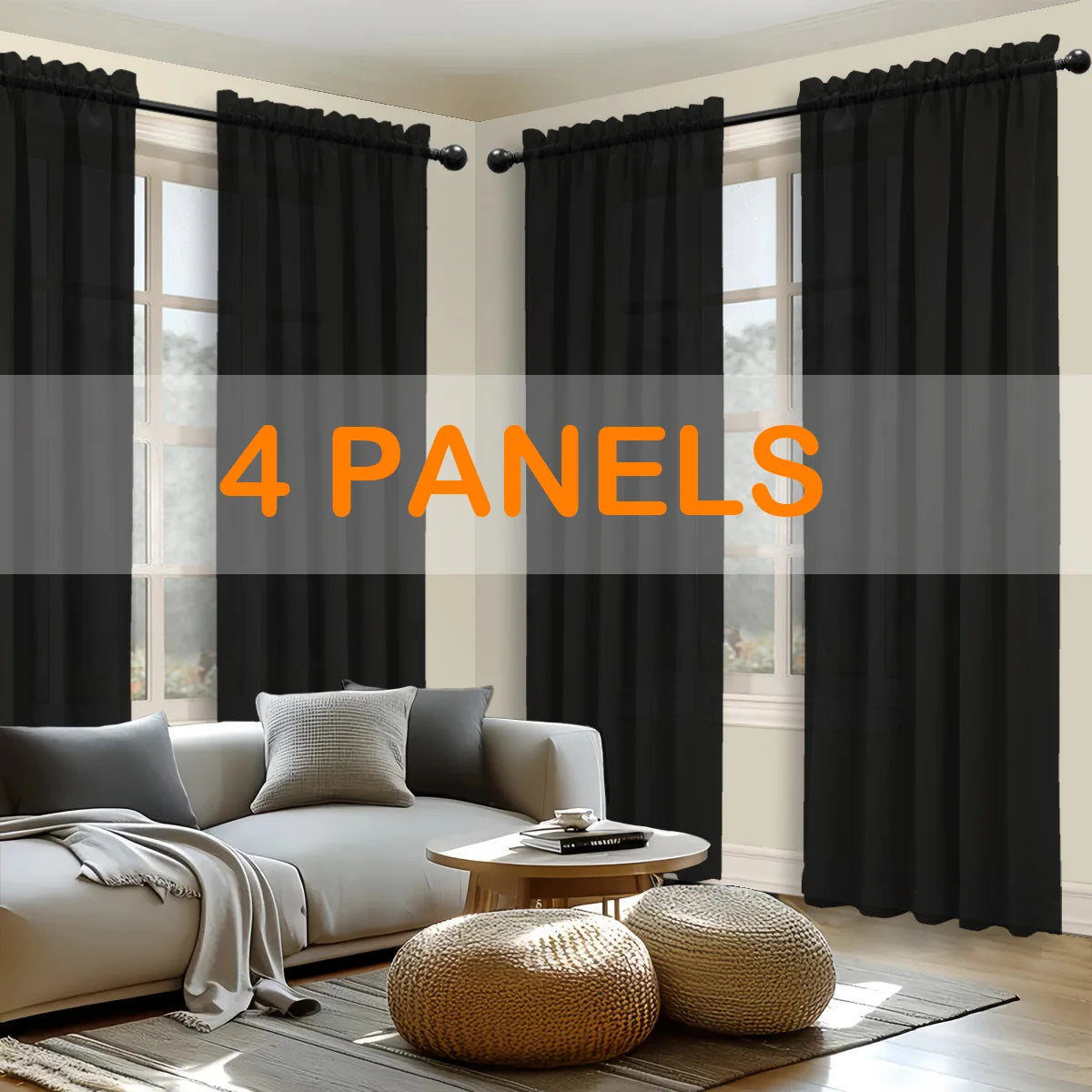 Sabalonica Light Filtering Curtains 4 Pack Fade Resistant Rod Pocket