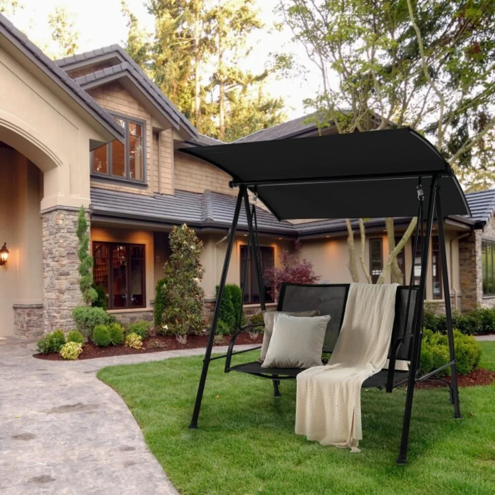 2-Seat Outdoor Patio Swing Chair With Fabric Seat And Frame