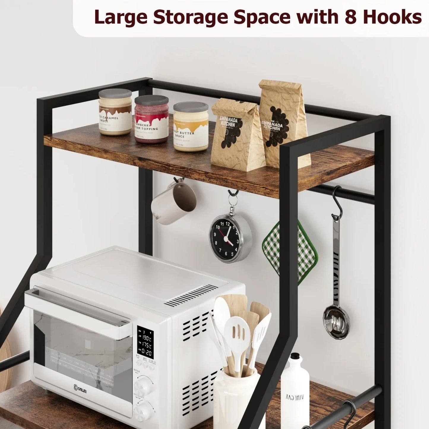 HiMISS Kitchen Bakers Rack Microwave Stand With Wire Baskets
