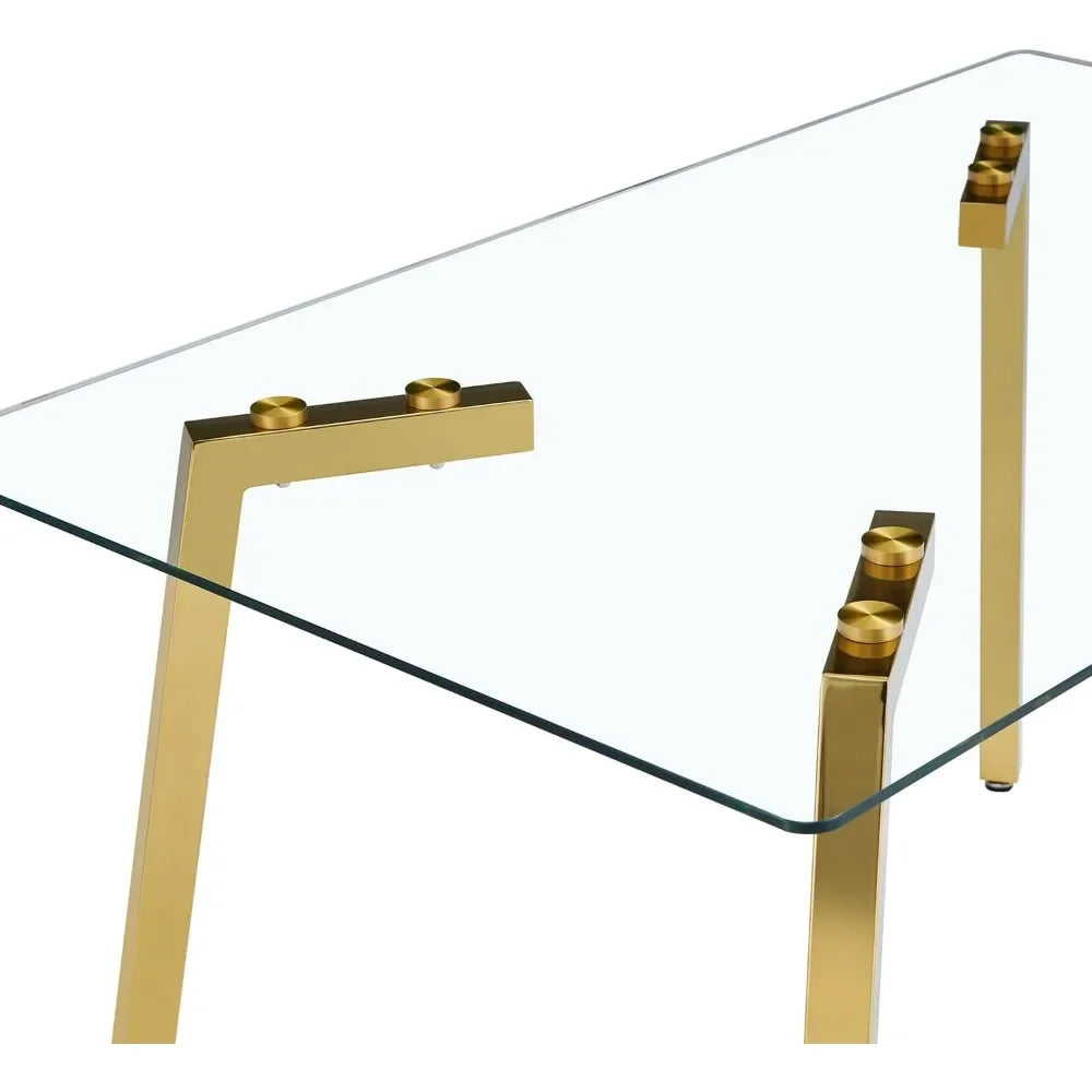 Dining Table Set With Gold Legs And Faux Leather Chairs