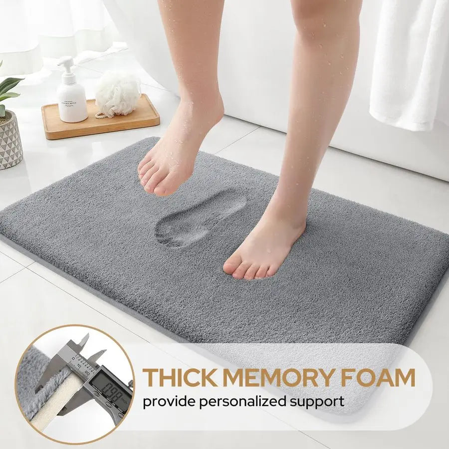 Upgraded Three Piece Bath Rug Set With Thick Memory Foam