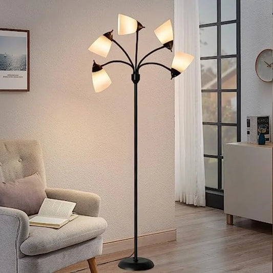 Tall Floor Lamp With Flexible Gooseneck For Home Office
