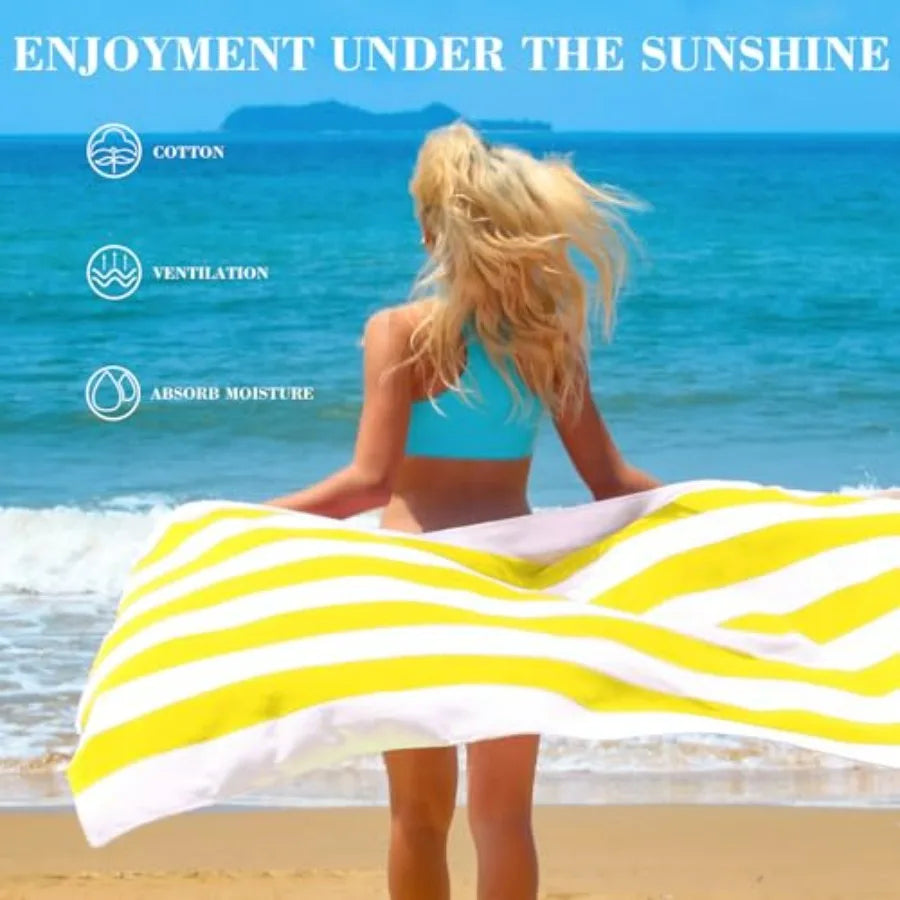 Cotton Beach Towel Set For Travel Pool And Bath Use