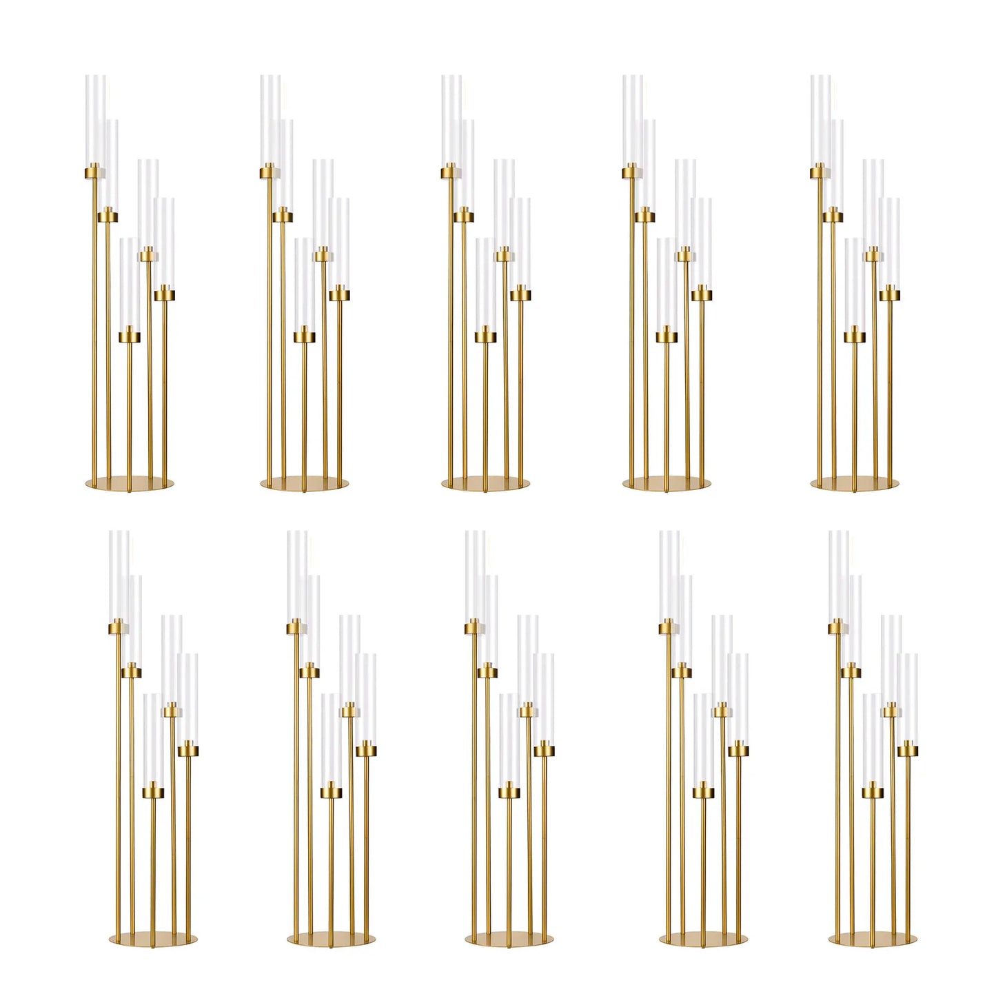 VINCIGANT Floor Candelabra 5 Arm LED Candle Holder Acrylic Lampshade