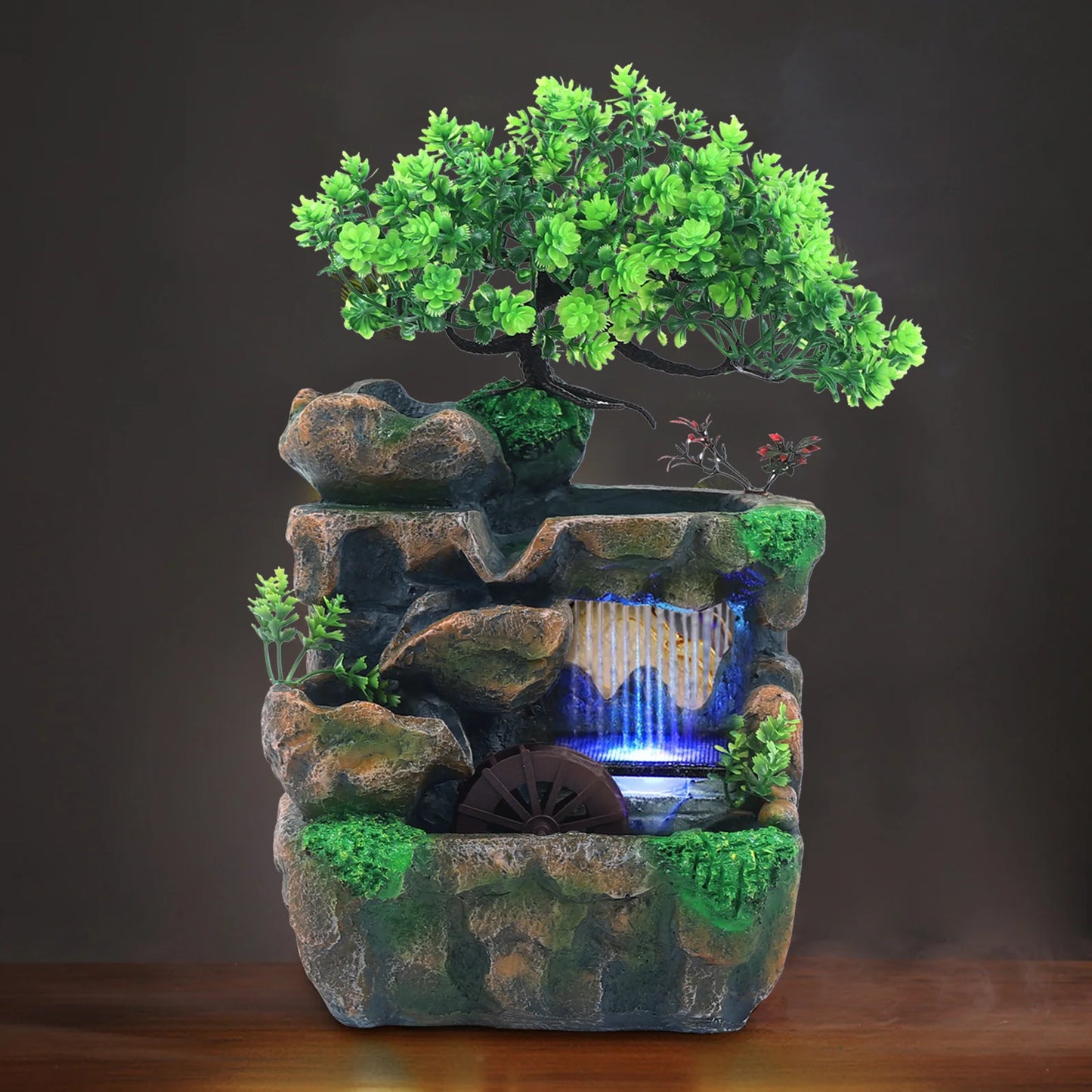 Indoor Water Fountain With LED Lights Zen Decor Desktop