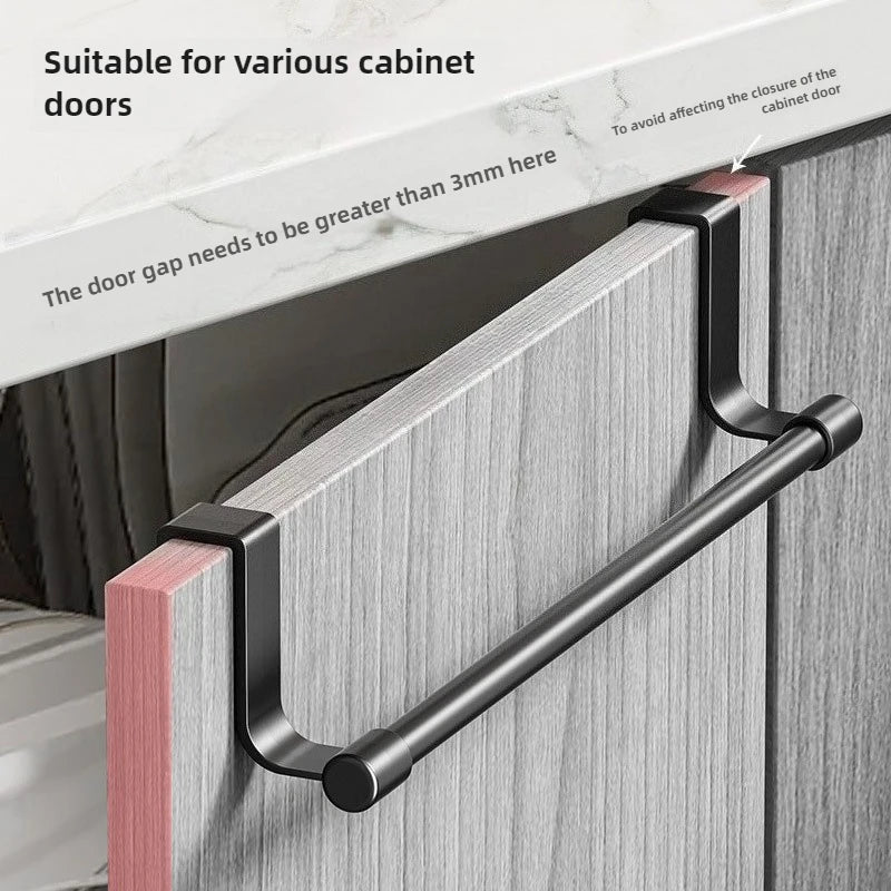 No Drill Over Cabinet Door Towel Rack Organizer for Kitchen