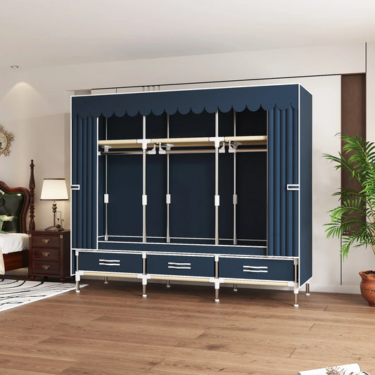 ArluKin Portable Wardrobe Closet With Steel Frame Nonwoven Dust Cover