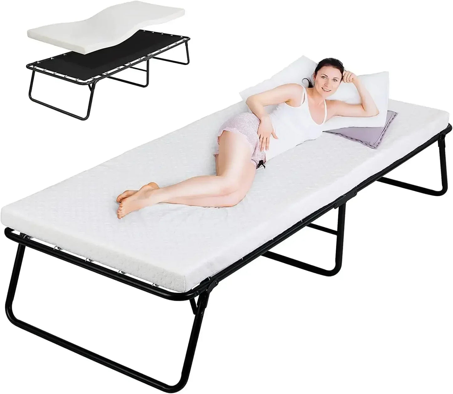 Folding Adult Guest Bed With Memory Foam Mattress For Office