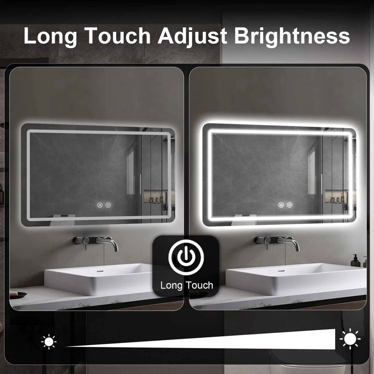 MYGIIVOVO LED Backlit Fogless Wall Mounted Mirror With Demister