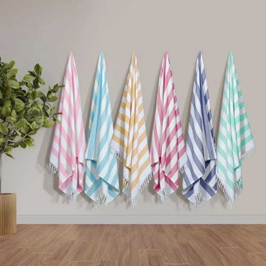 Beach Towel Set 100 Percent Cotton Hammam Stripe Quick Dry