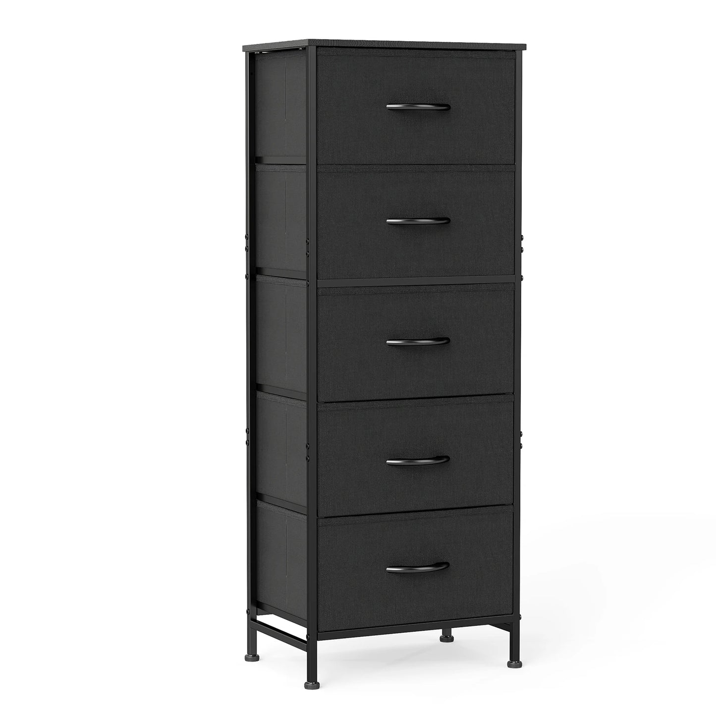JHK Dresser With Five Fabric Drawers Bedroom Storage Cabinet