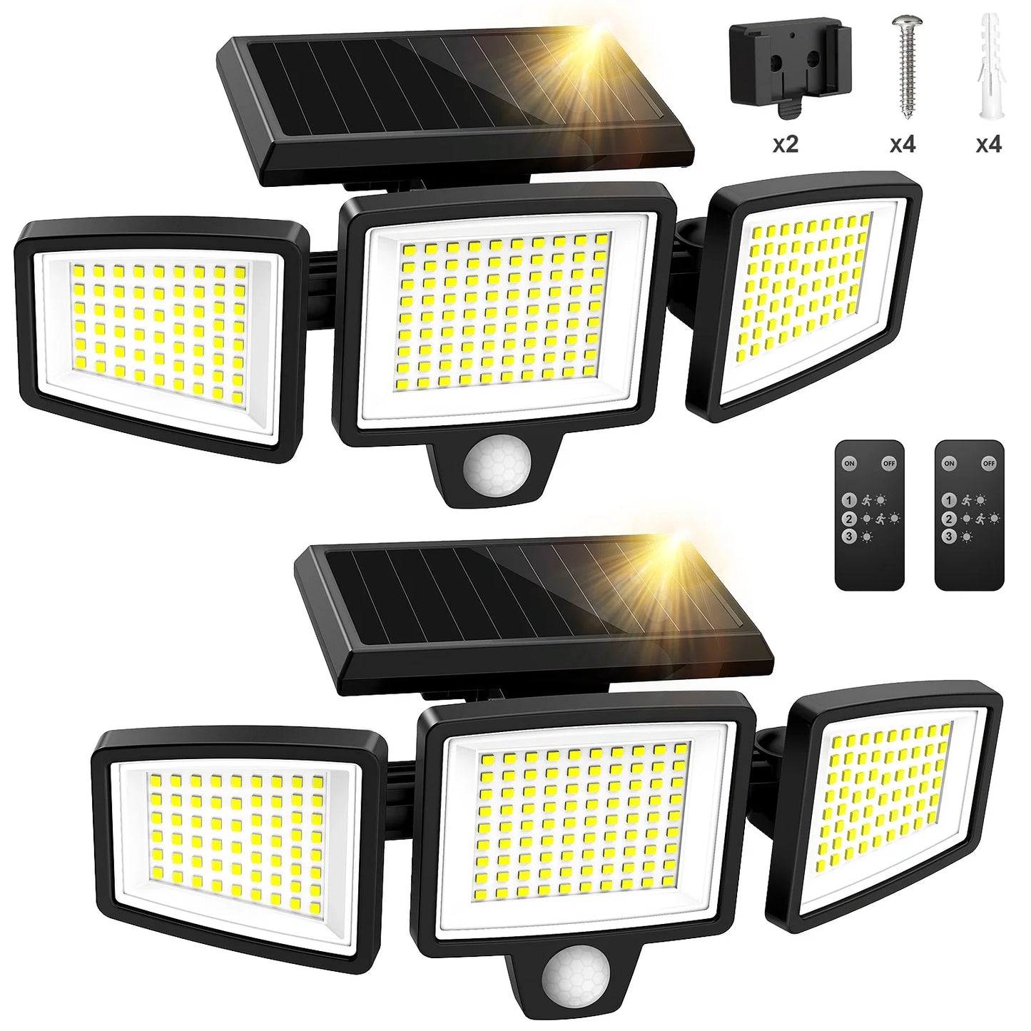 SZRSTH 3 Head Solar Outdoor Motion Sensor Security Light