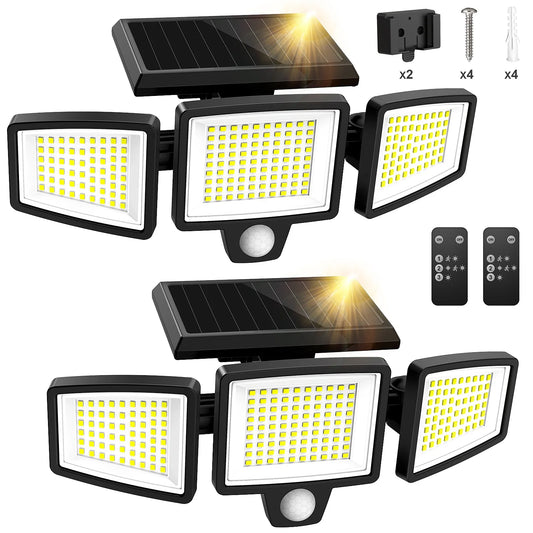 SZRSTH 3 Head Solar Outdoor Motion Sensor Security Light