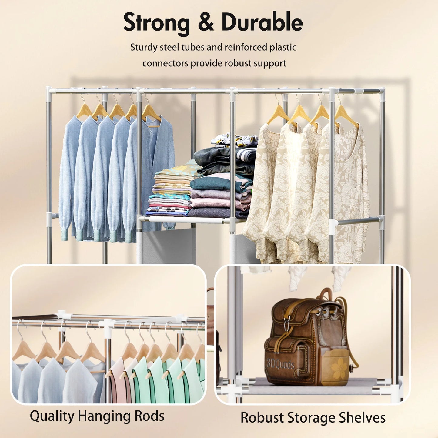Closet Storage Portable Wardrobe Organizer Dustproof Nonwoven Fabric
