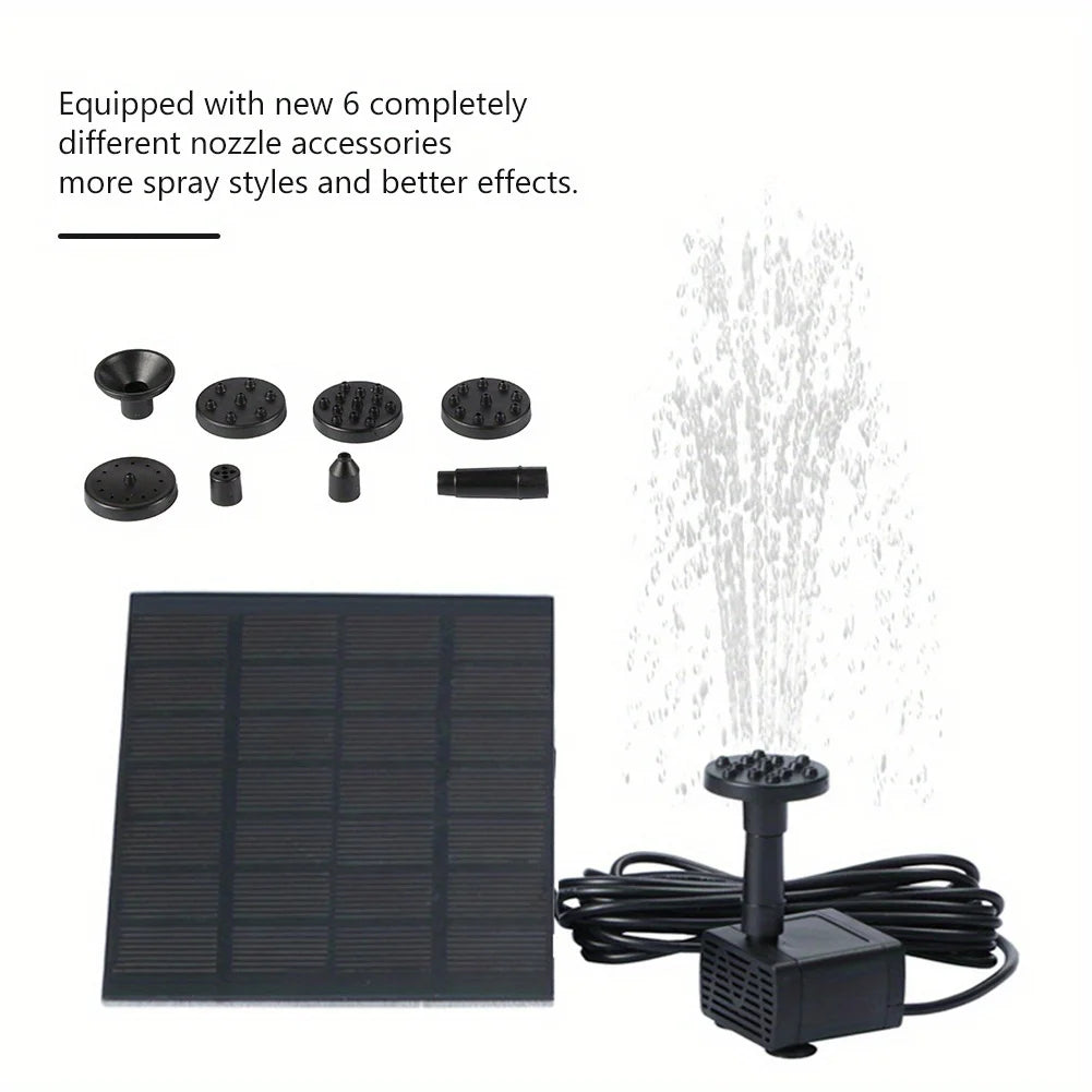 Solar Fountain Pump With 6 Nozzles And 1.4W Solar Panel