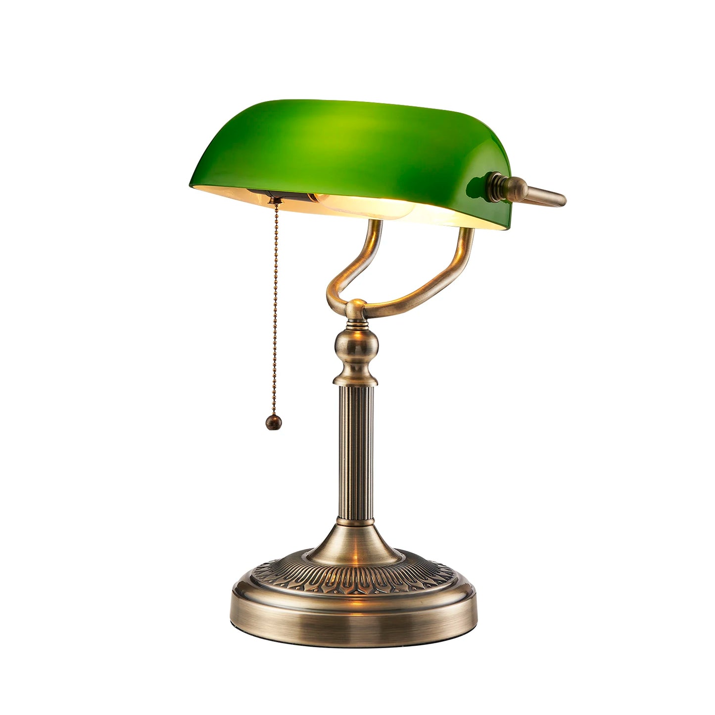 Newrays Glass Banker Lamp With Zipper Switch Plug In E27