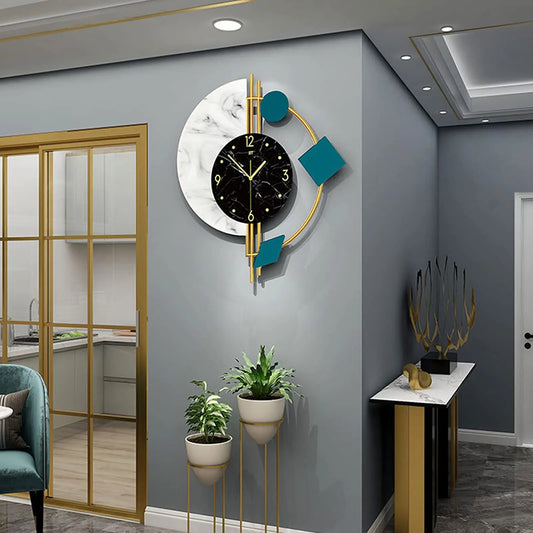 Marble Wall Clock Nordic Style Luxury Silent Battery Operated