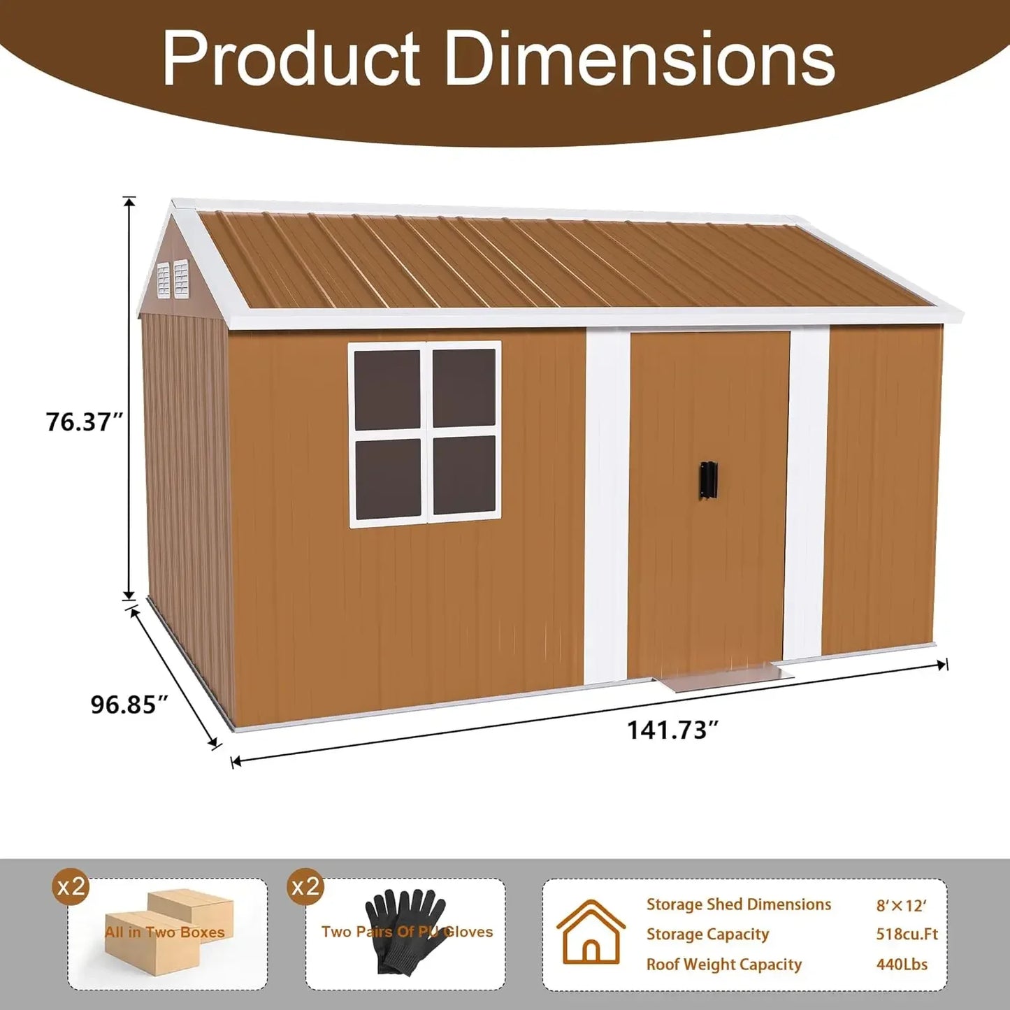 Metal Outdoor Storage Shed With Windows Door Ventilation Heavy Duty