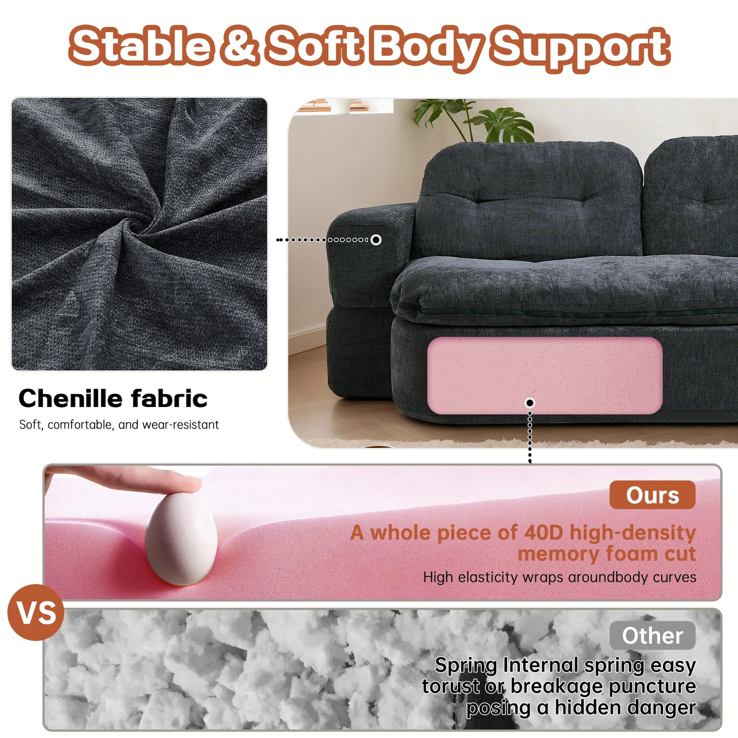 79" Convertible Sleeper Couch Bed, 2-in-1 Folding Sofa Bed with Pillow Blanket Loveseat Boneless Couches for Living Room Sofas