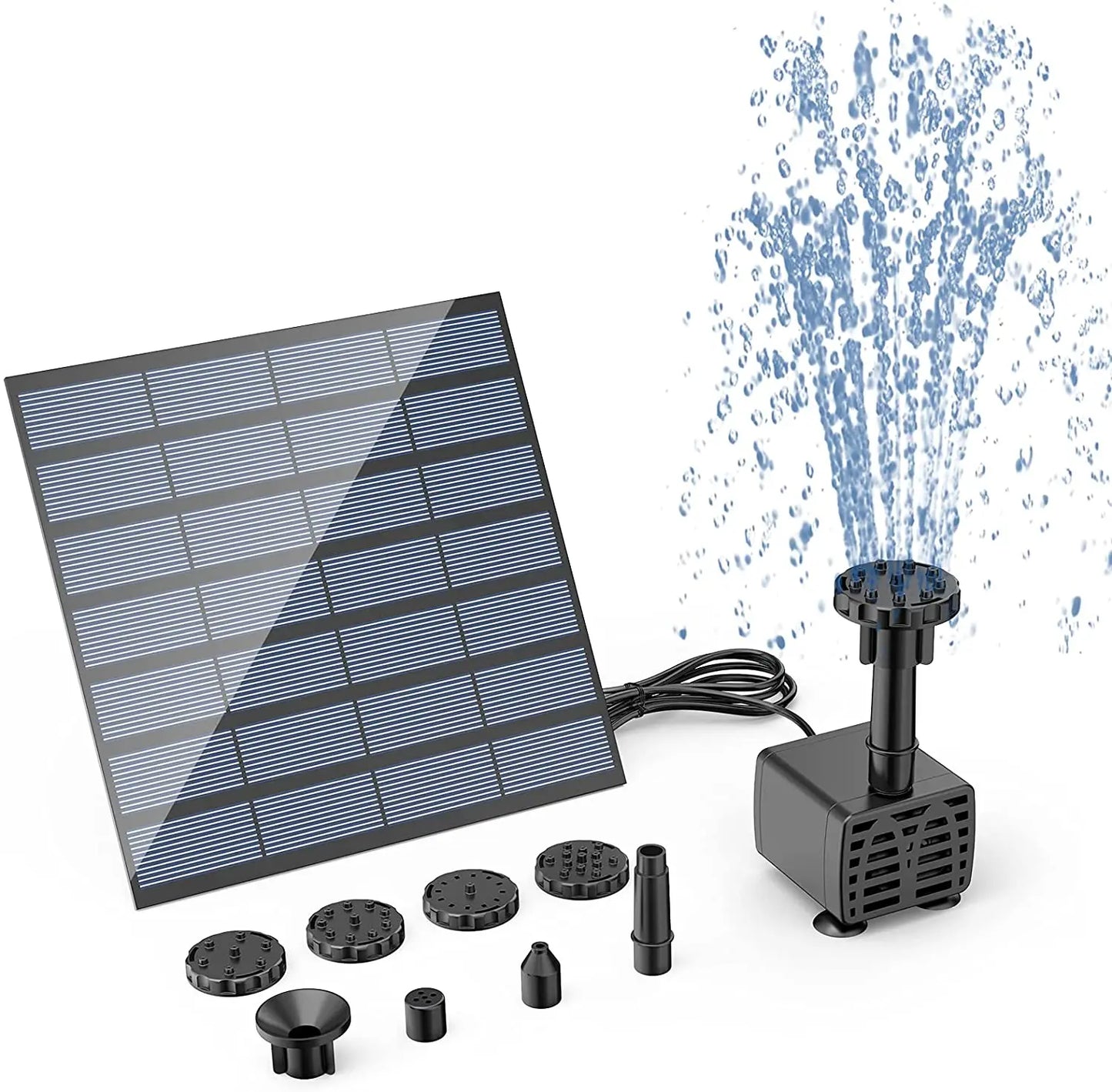 Solar Fountain Pump Kit For Aquarium Pond Lawn With 6 Nozzles
