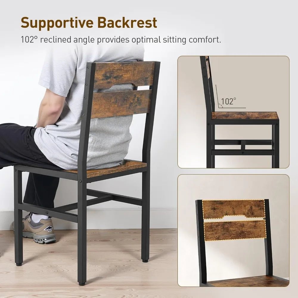 Dining Chairs Set Of 6 Rustic Wood And Metal Frame