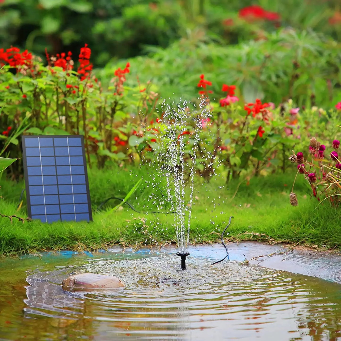 Solar Fountain Pump Kit Aquarium Pond With Nozzles Low Noise