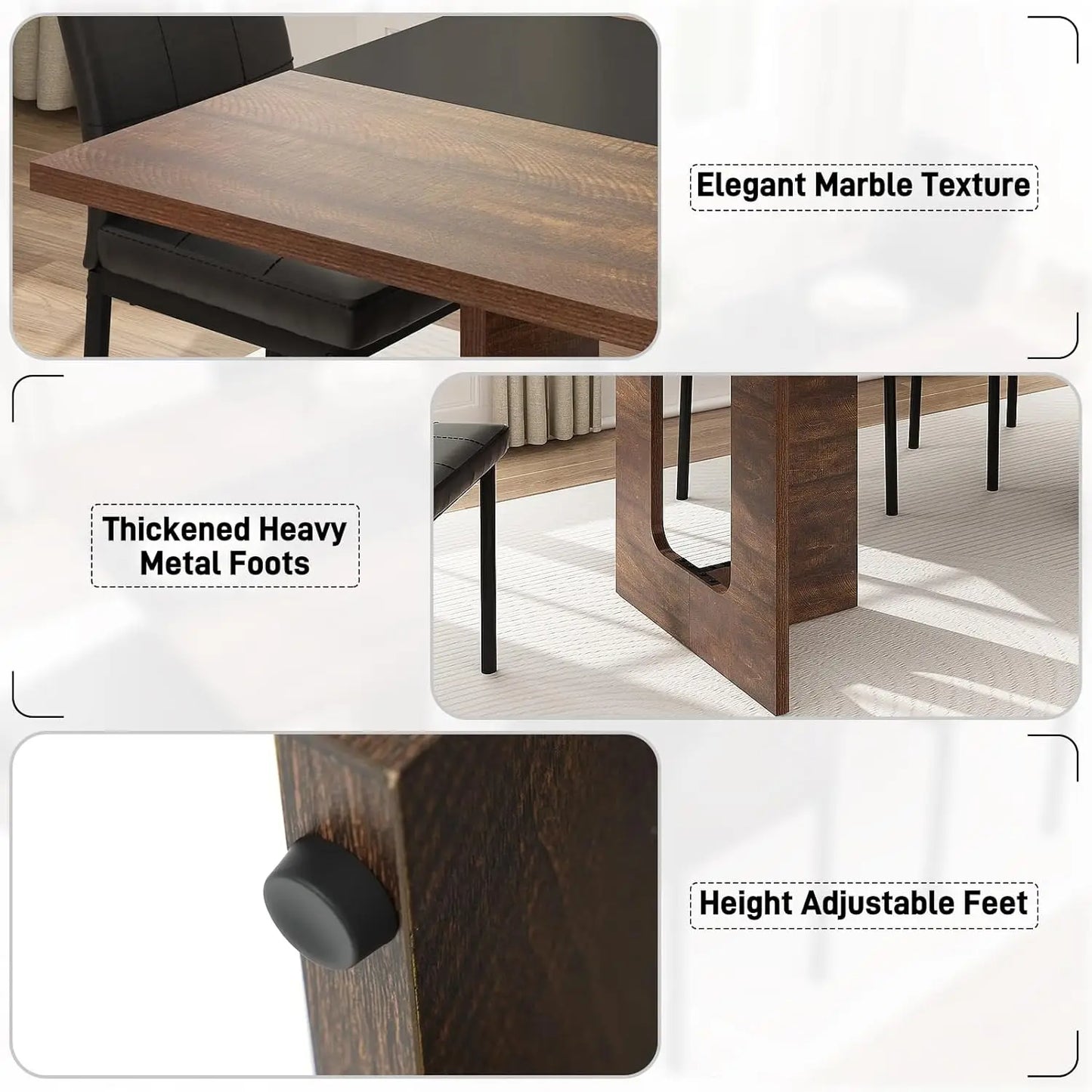BIANXIANG Solid Wood Farmhouse Dining Table For Kitchen And Dining