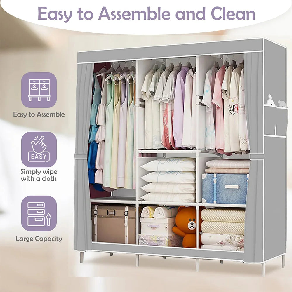 Closet Storage Portable Wardrobe Organizer Dustproof Nonwoven Fabric