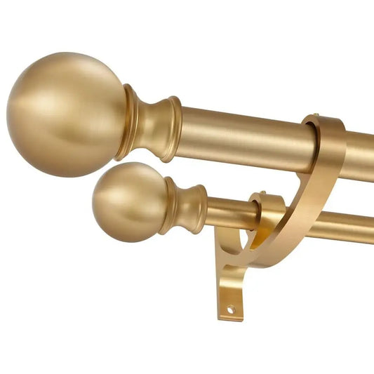 Double Curtain Rod Set With Adjustable Front Rods And Finials