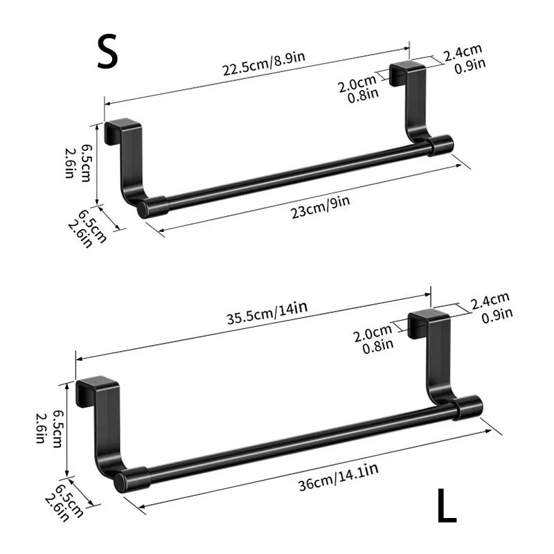 No Drill Over Cabinet Door Towel Rack Organizer for Kitchen