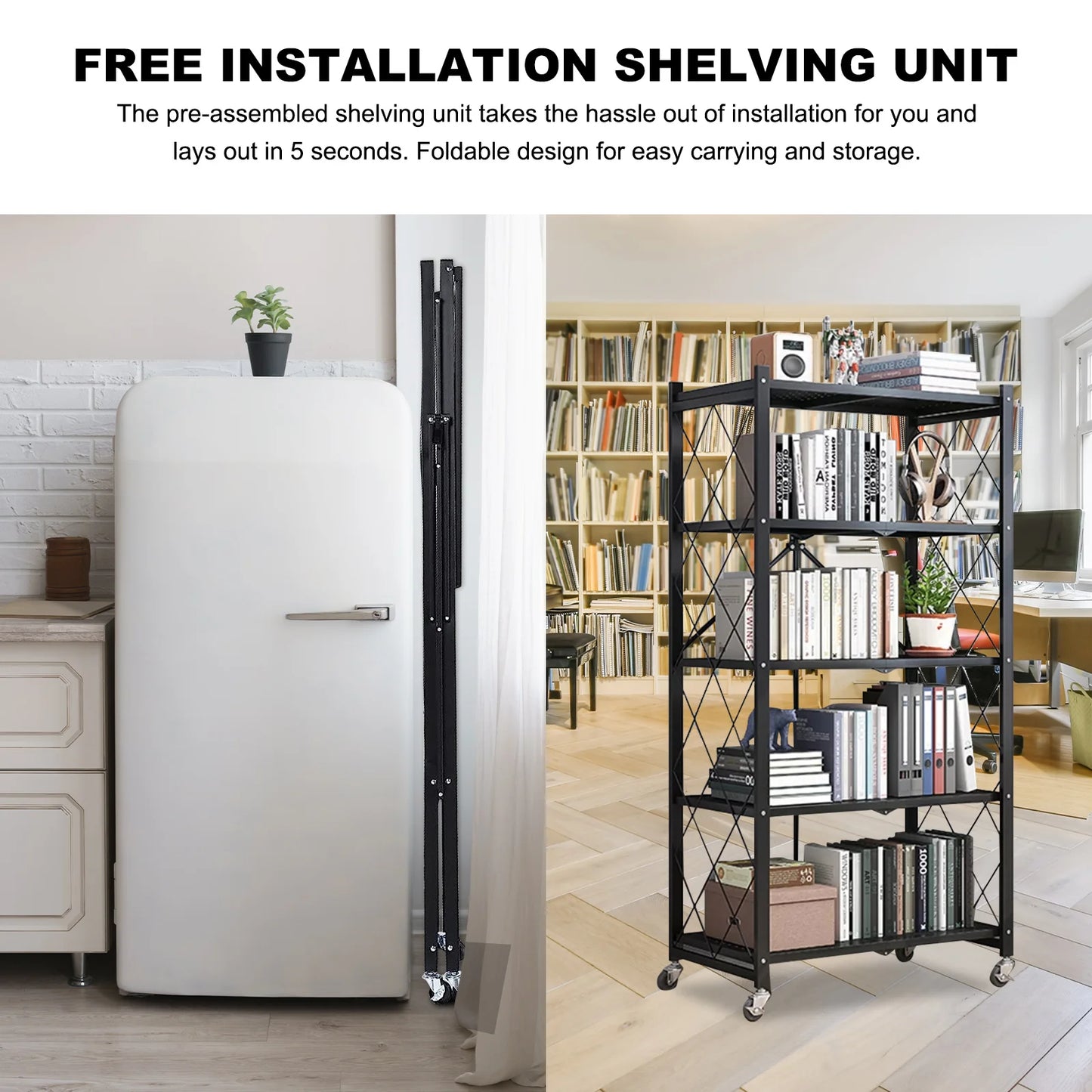 Storage Shelving 5 Tier With Wheel Unit Metal Shelf